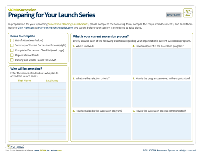  Preparing for Your Launch Series Succession Planning Workshop with SIGMA Assessment Systems