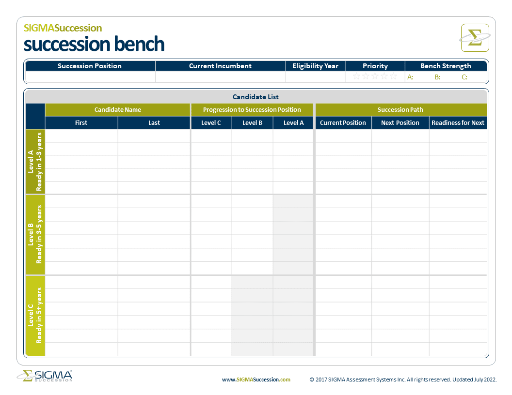 Succession Bench