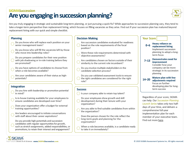 Are you engaging in succession planning? 
