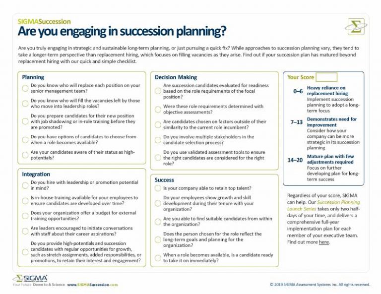 Succession Planning Tools & Templates SIGMA Assessment Systems
