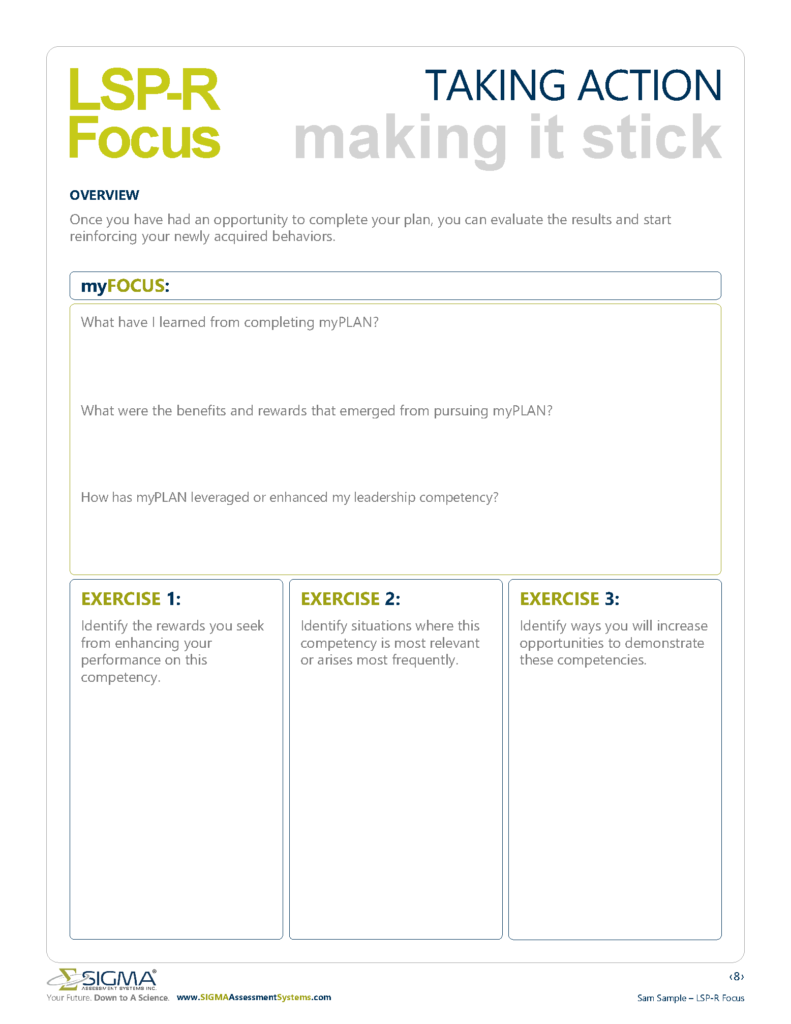 Page 8 of the LSP-R Focus Report – Sigma