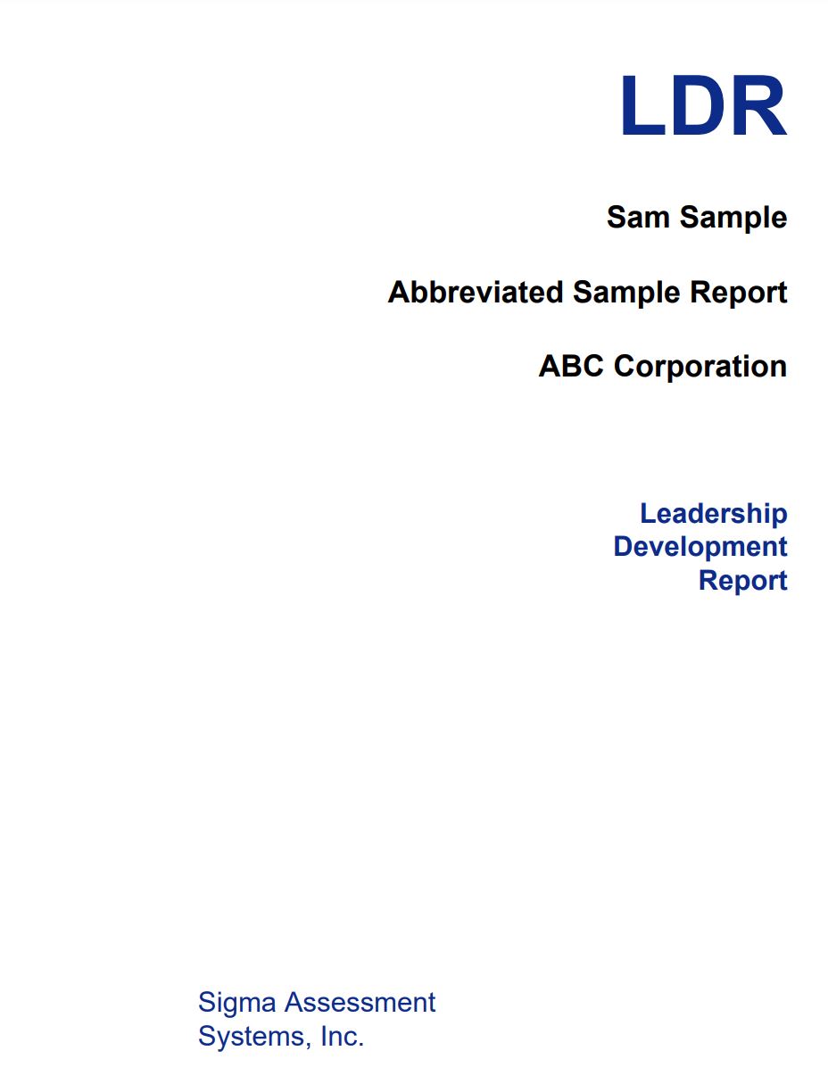 Cover of the LDR Sample Report