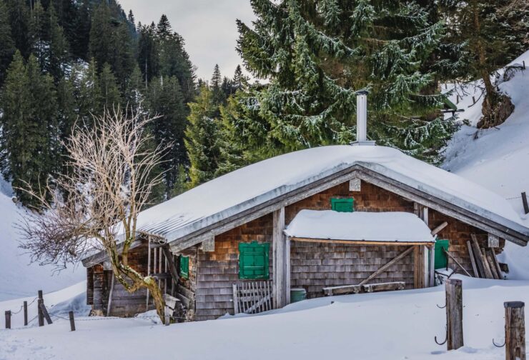 snow covered wooden hut in forest; cover image for blog on what is leadership character