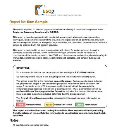 ESQ2 Sample Report Page 1