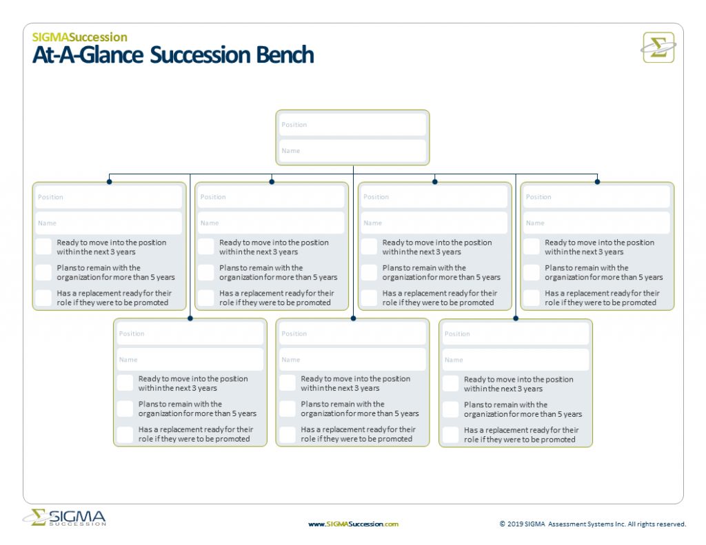 At Glance Succession Bench Template to Assist Succession Planning Developed by SIGMA Assessement Systems