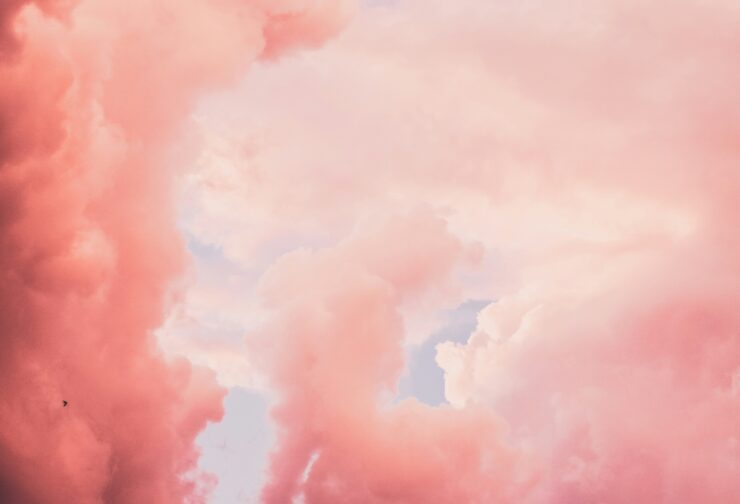 Pink clouds; cover image for article on how to improve work-life balance at work.